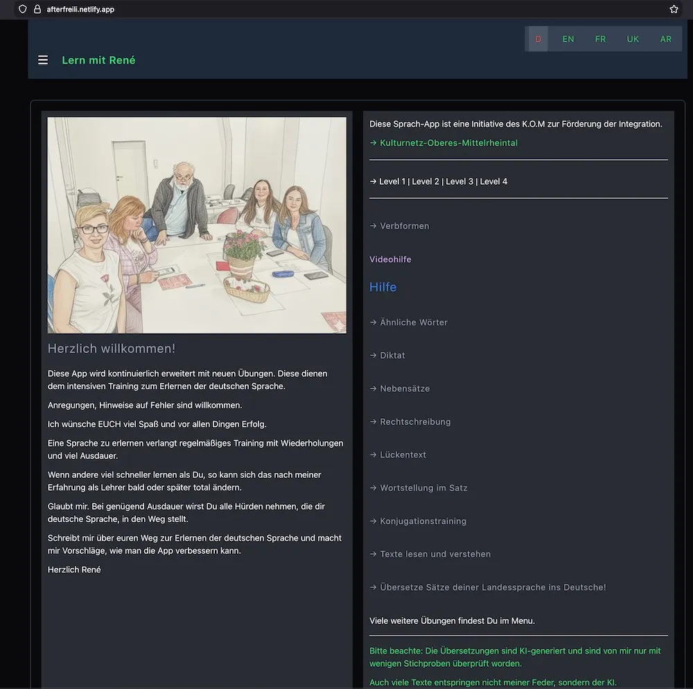 Foto von der Afterfreili-WebApp