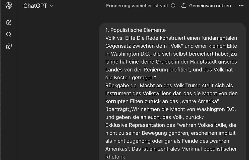 ChatGPT analysiert Trumps erste Antrittsrede
